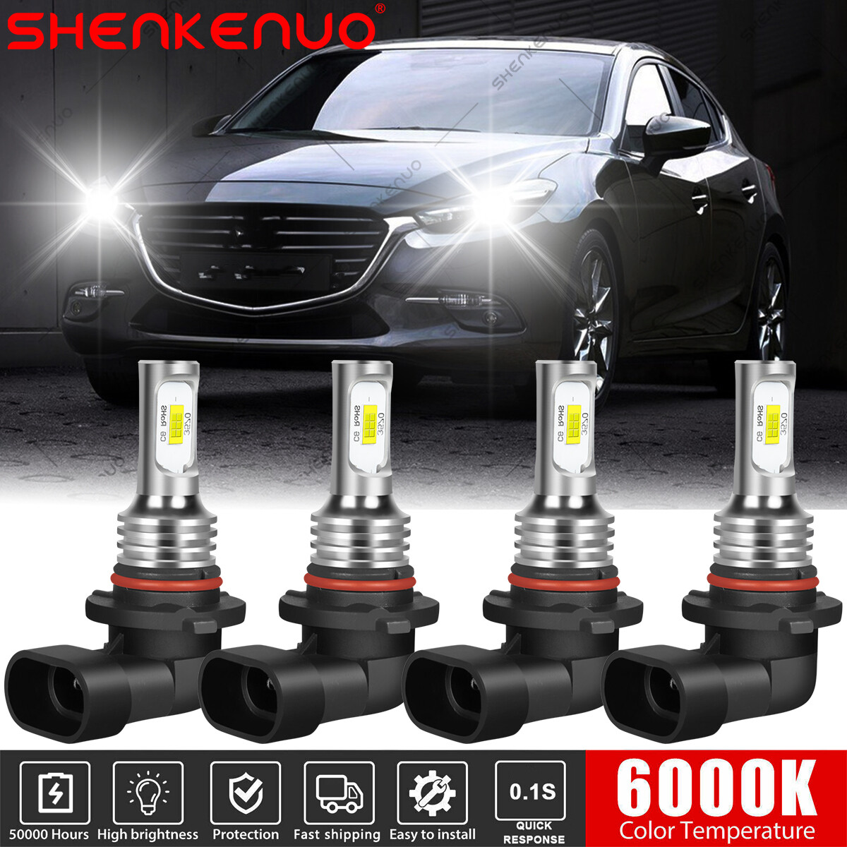 For Mazda 3 2010 - 2018 Mazda 3 Sport 6000K LED Headlight Combo Bulb Hi/Low Beam