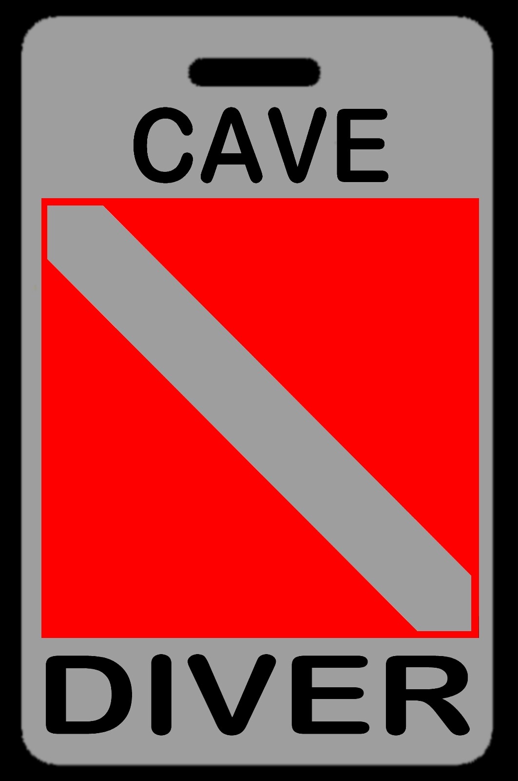 Lo-Viz Gray Cave Diver SCUBA Diving Luggage/Gear Bag Tag - New