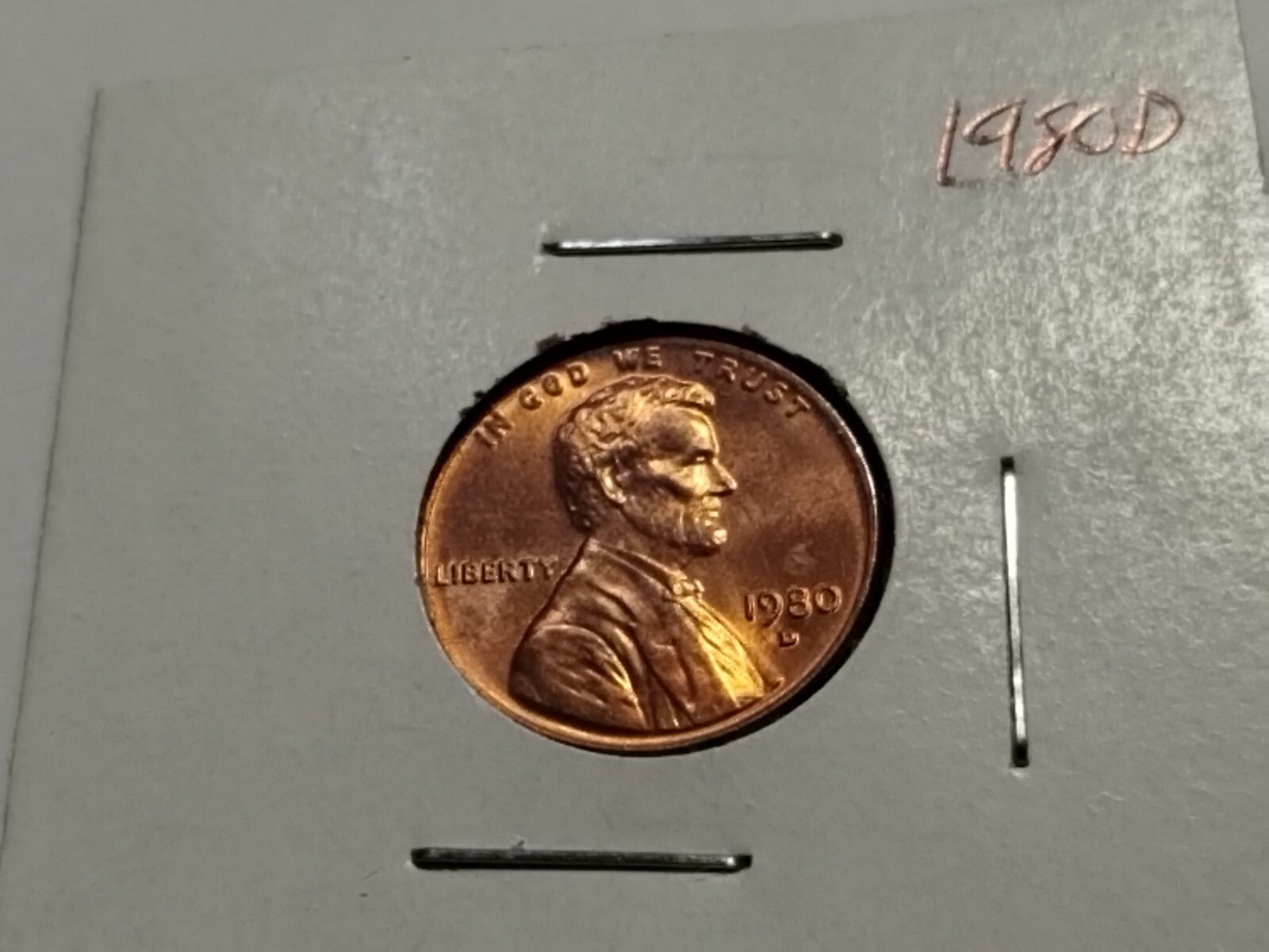 1980 D Lincoln Memorial Cent Penny  CHBU from OBW