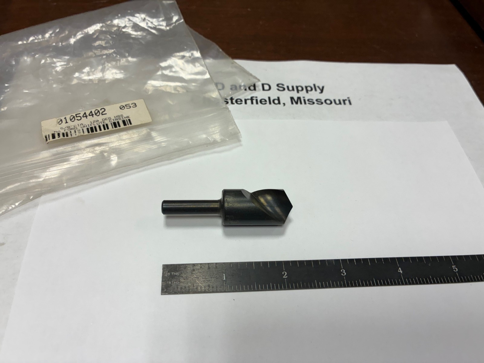 M.A. Ford 61062506, 5/8" Head, 1/4" Shank, 1-Flute, 120°, HSS Countersink, USA