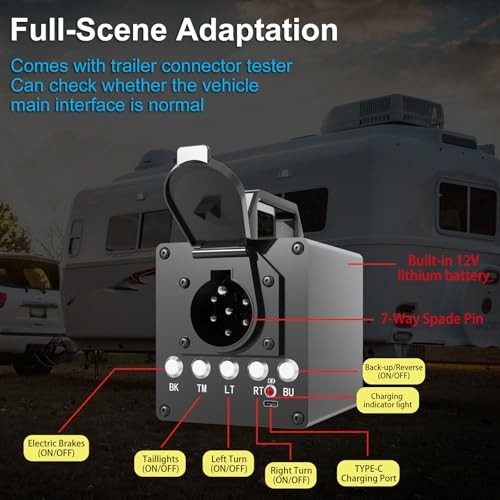 with2V0Ah Battery, Wireless Remote Control 1 Portable Trailer Light Tester Box