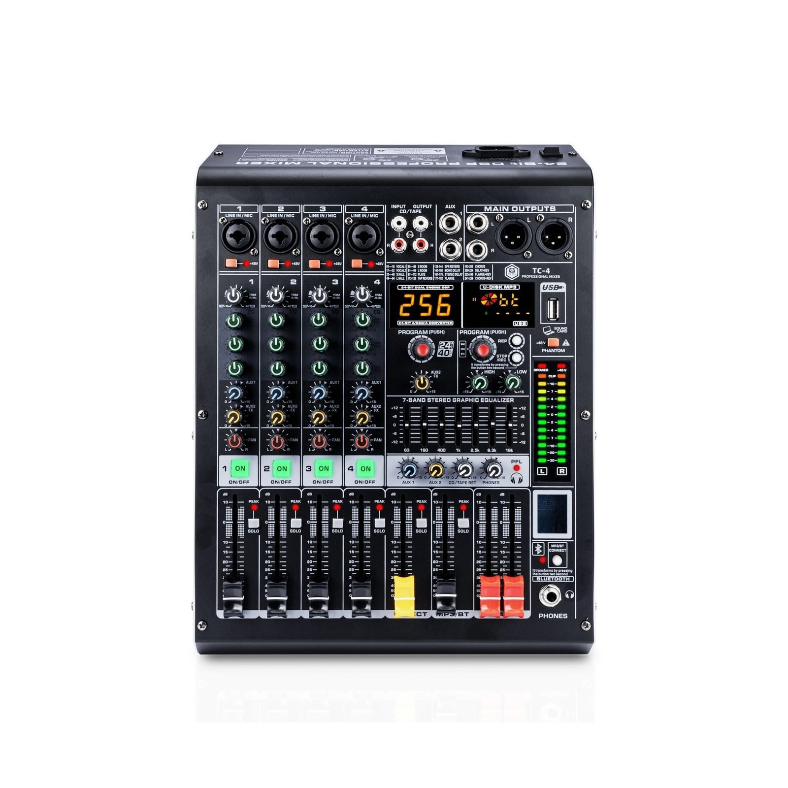 W IN-MIX 4 Channel Professional Audio Mixer with MP3 Player and Bluetooth U d...