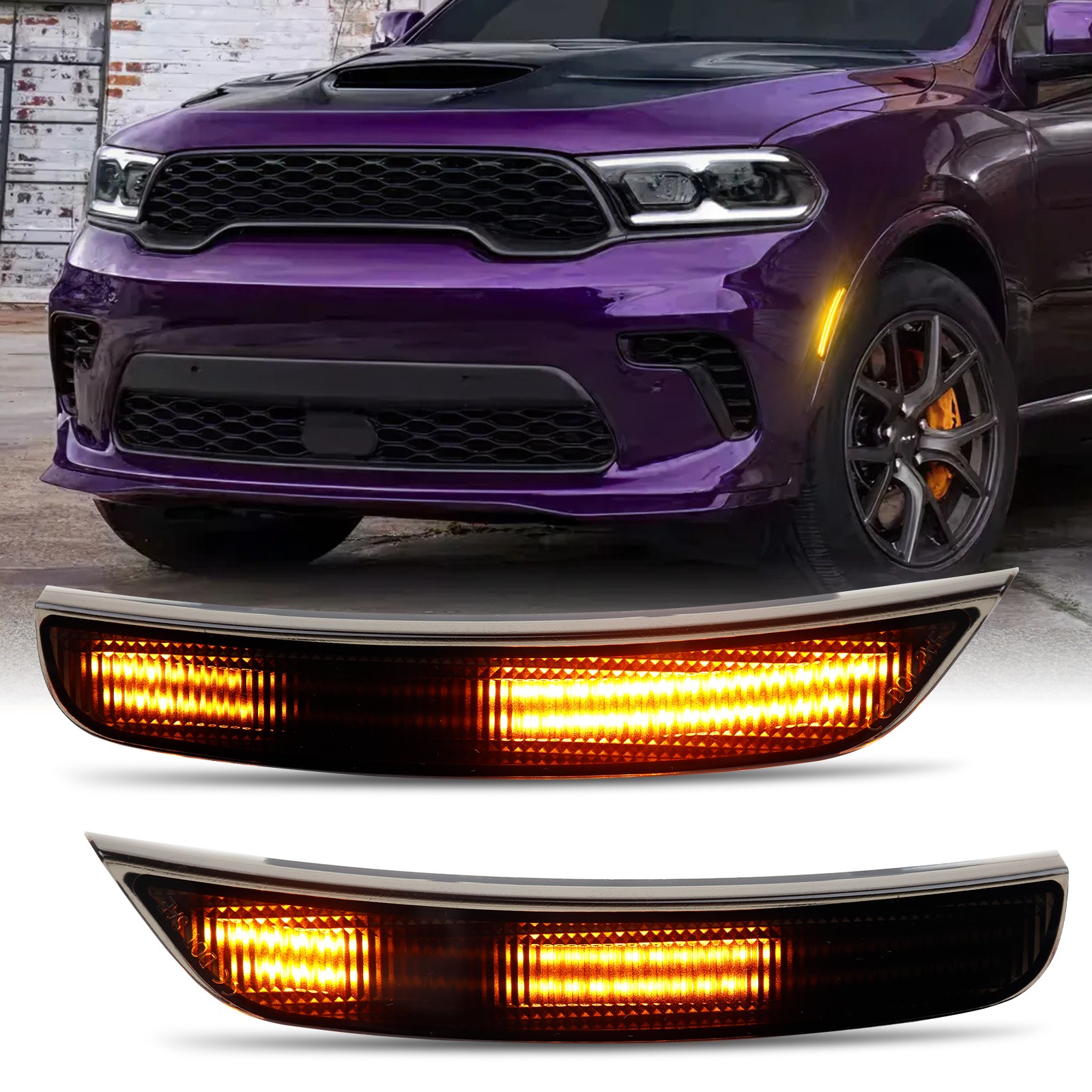 For 2021-2025 Dodge Durango Dynamic Front Bumper LED Side Marker Light 2PCS Lamp