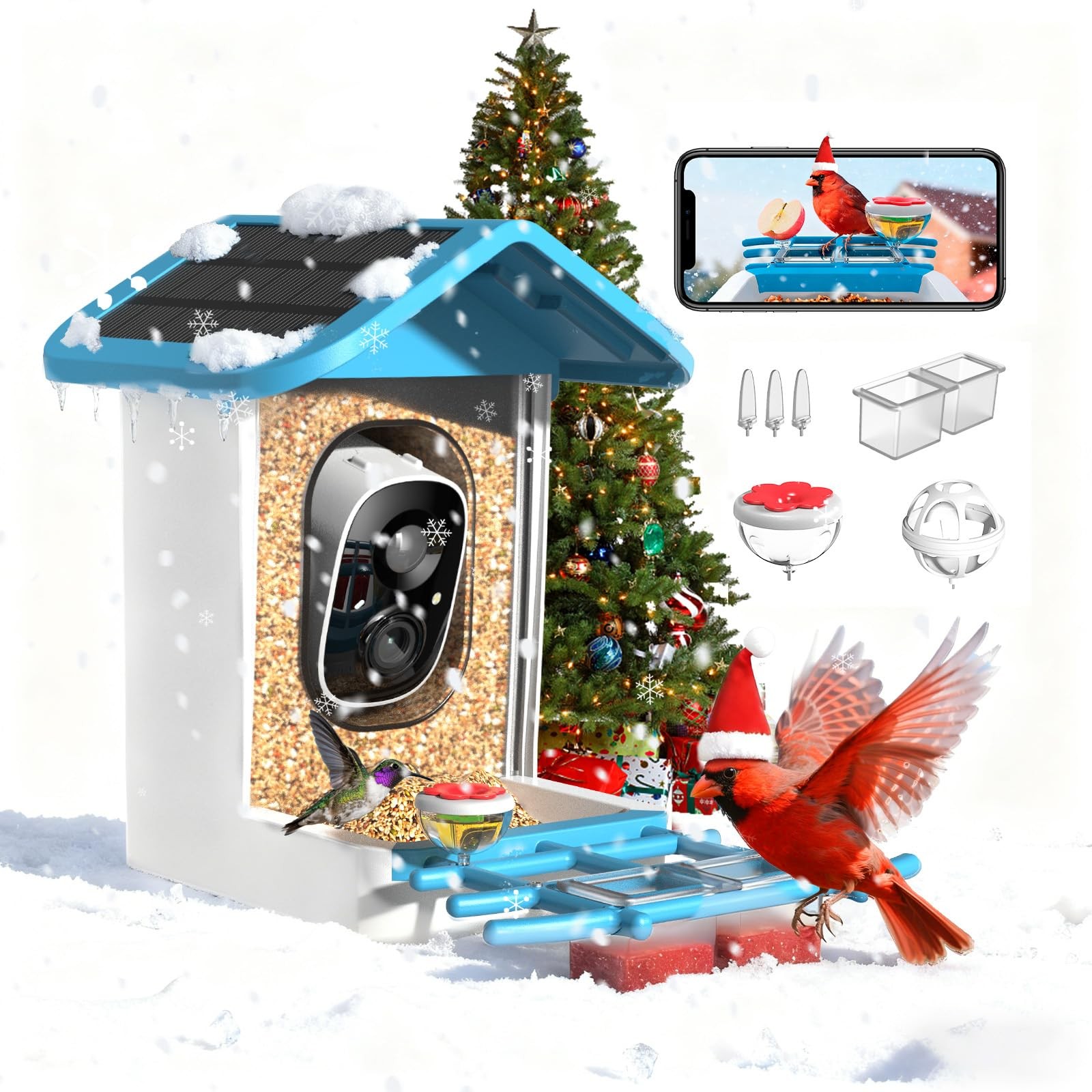 Smart Bird Feeder with Camera,2K HD Video, AI Identify Birds Species Solar...