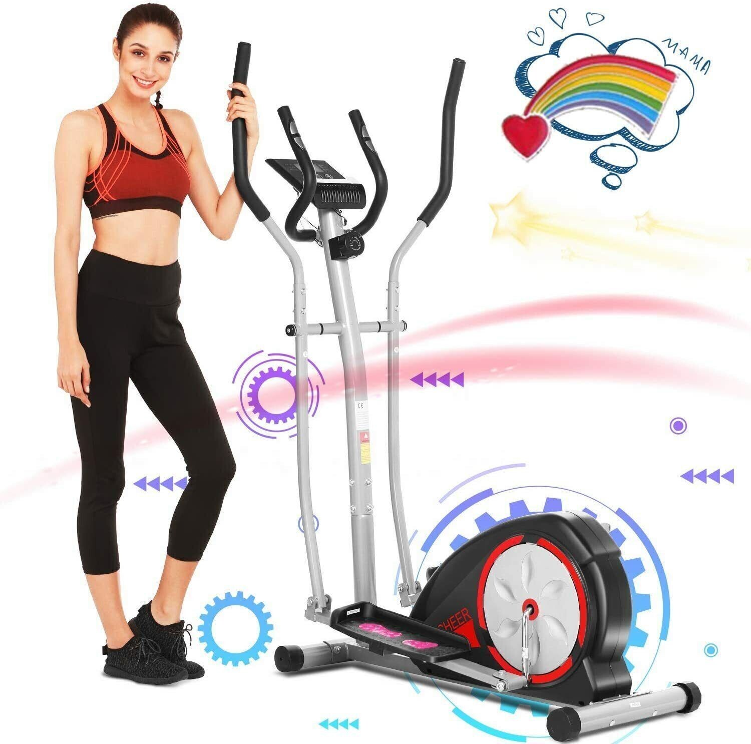 Home Elliptical Machine Cross Trainer Exercise Machine Cardio Fitness Workout✅