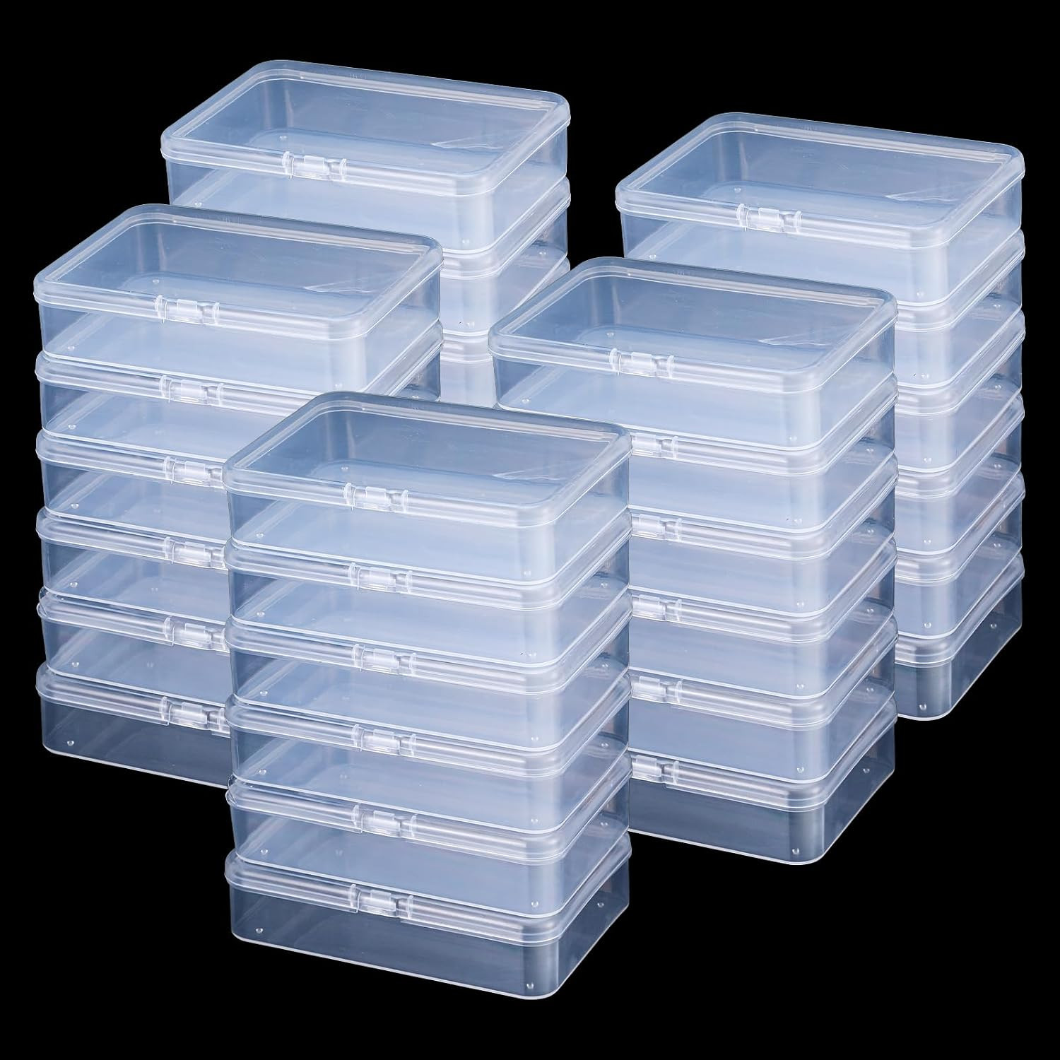 30 Pcs Clear Plastic Beads Storage Containers Box with Lids Mini Square | Small