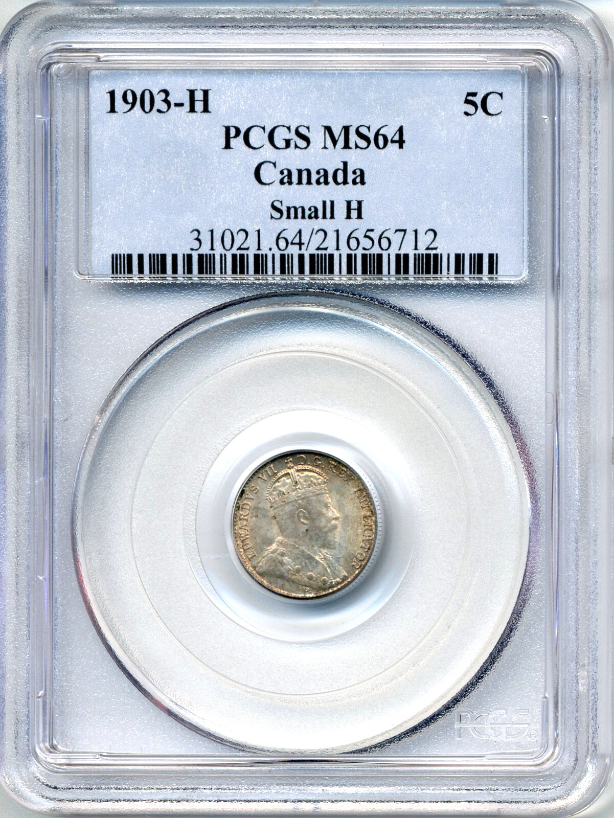 1903-H Canada 5 Cent, Small H - Choice Uncirculated, PCGS MS64