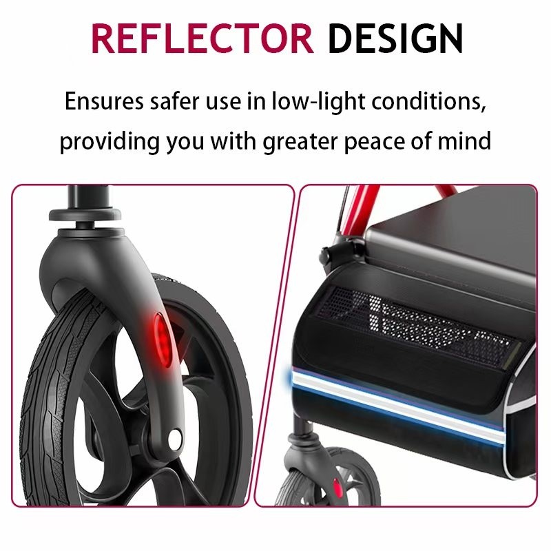 Foldable Rollator Walker 350 lb Capacity w/ 18" Seat & 8" Wheel Rolling Walker