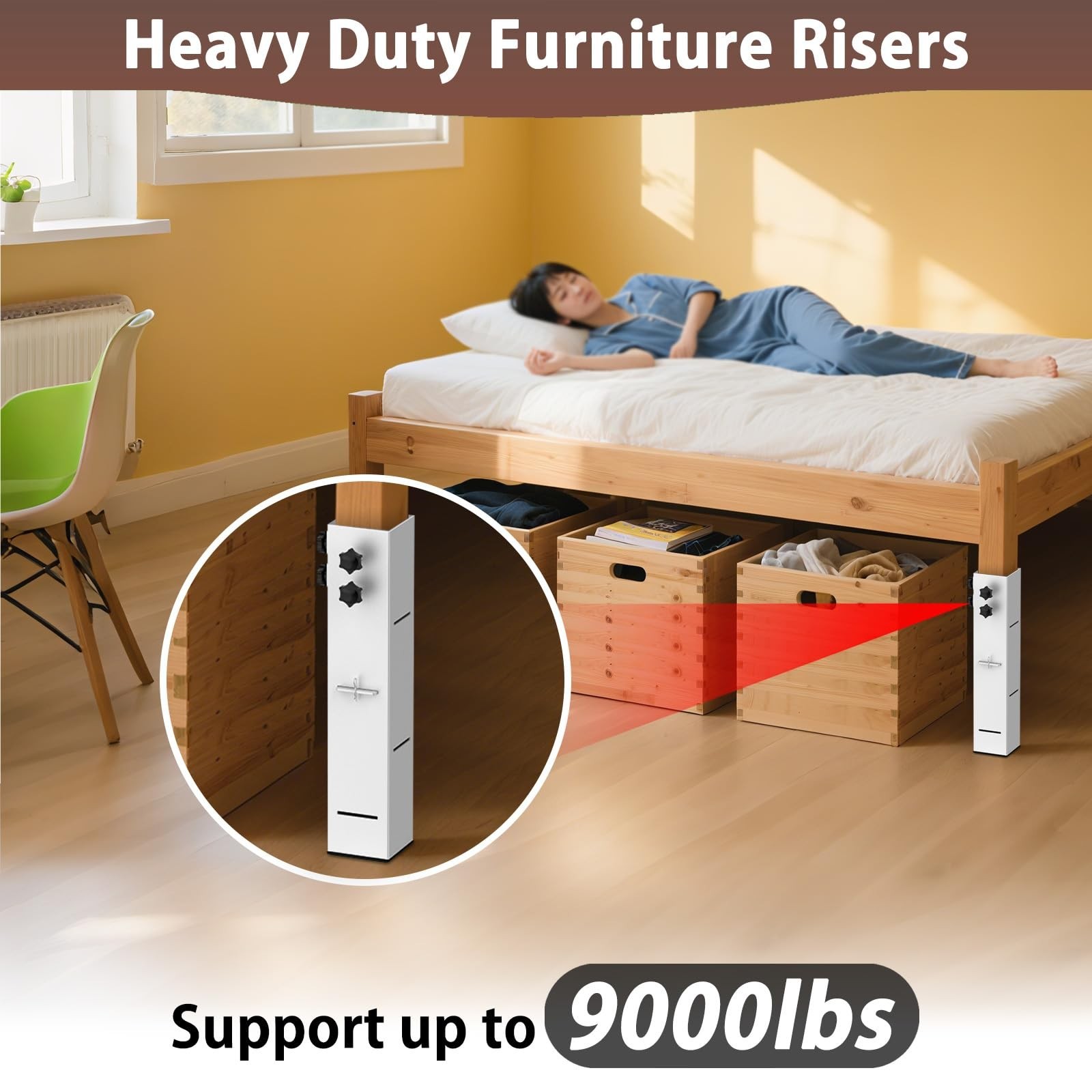 4 Pcs Carbon Steel Dorm Bed Risers 3.15" Diameter Metal Bed Riser Tall Bed Ri...