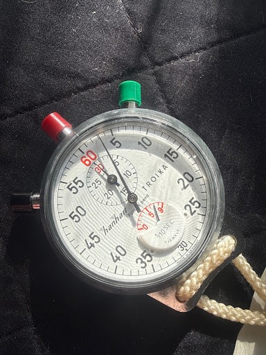 Vintage Hanhart Troika Stopwatch 7 Jewels 1/10 Sec Mechanical Germany w/ Pouch