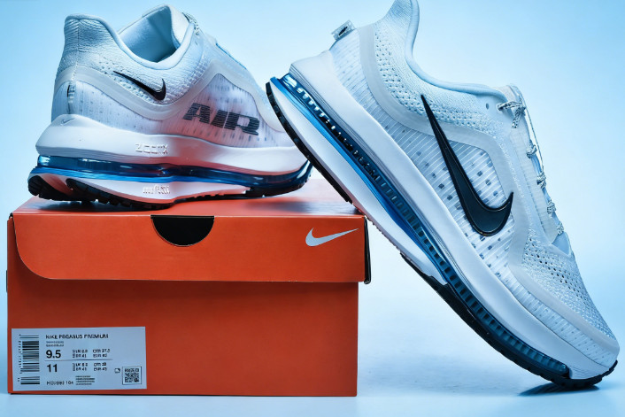 Nike Air Zoom Pegasus Air Cushion Sneakers, White Blue For Men & Women