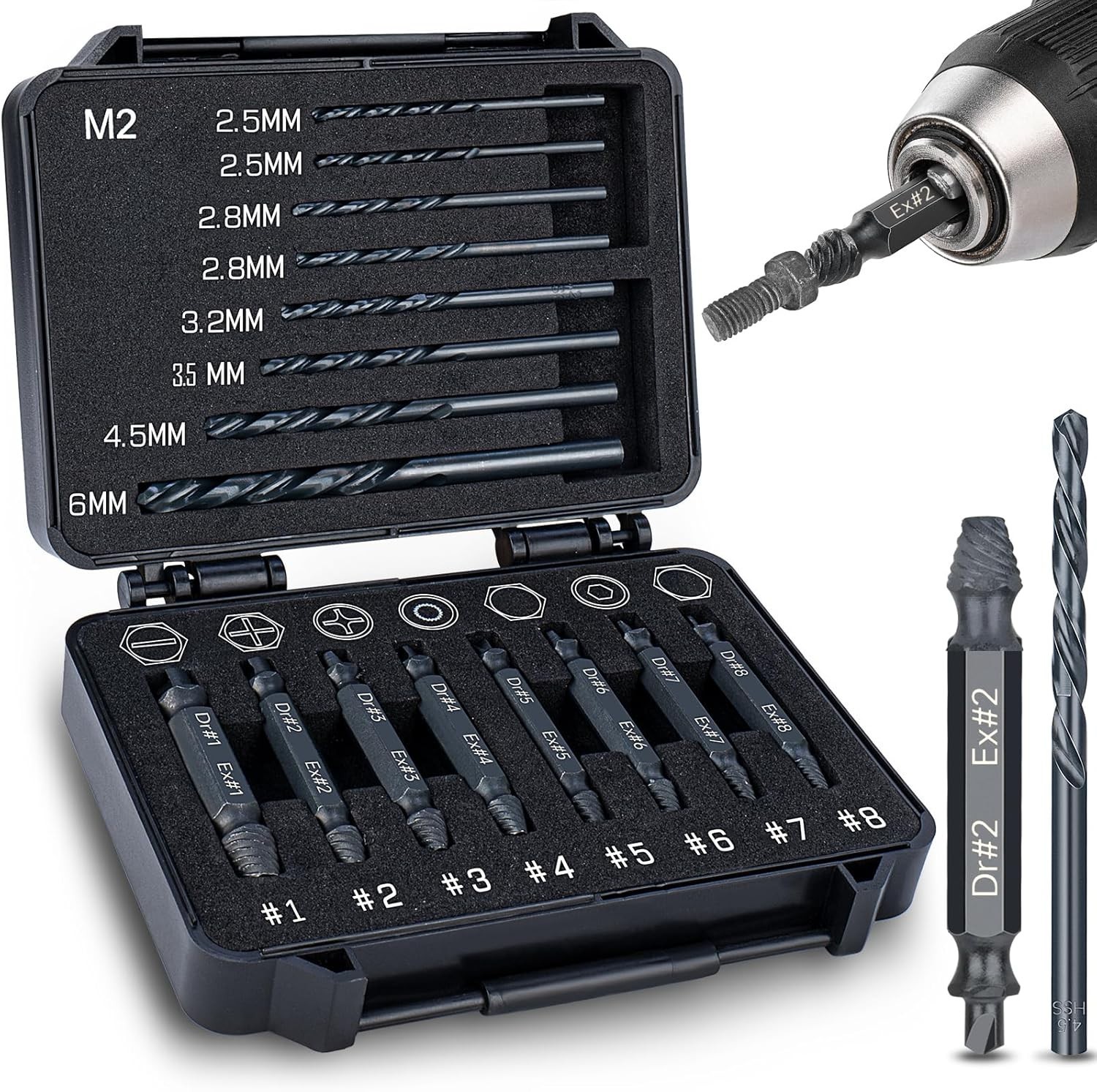 Extractor De Tornillos Rotos Dañados Barridos Kit Para Sacar Tuercas Pernos 16 P