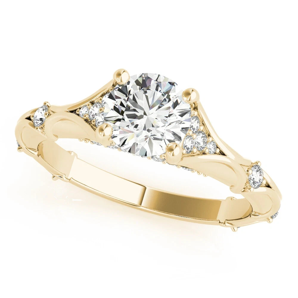 Lab-Created 1.85 Ct Round Cut VVS1 Diamond Engagement Ring 14K Yellow Gold FN