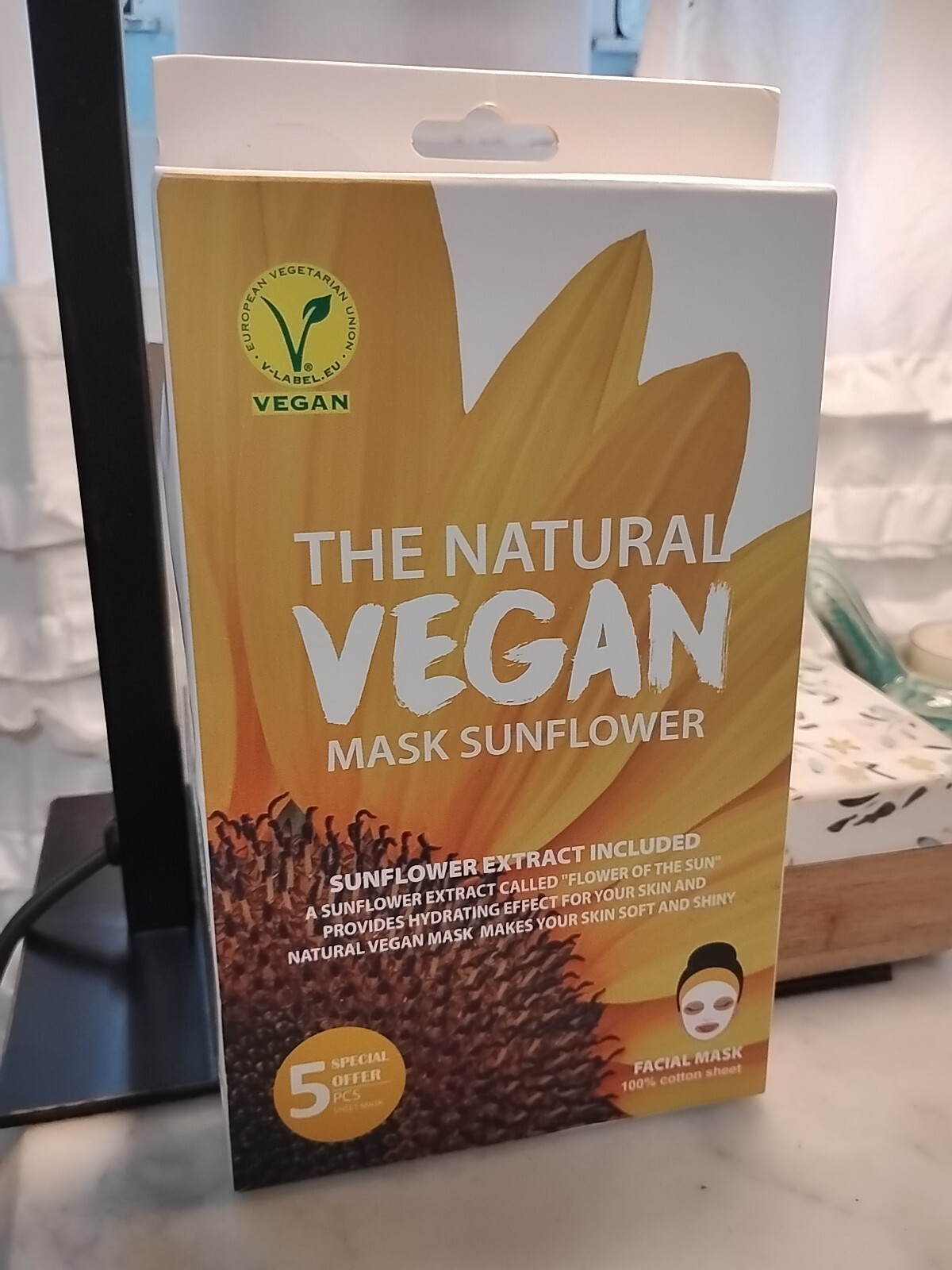 SHE'S LAB The Natural Vegan Mask 5 Pack Sunflower Korean Skincare cotton NIB