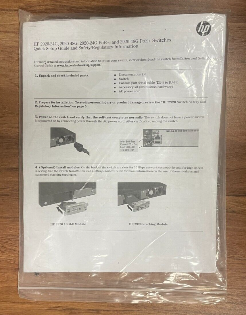 New HP switch documents with ears & screws