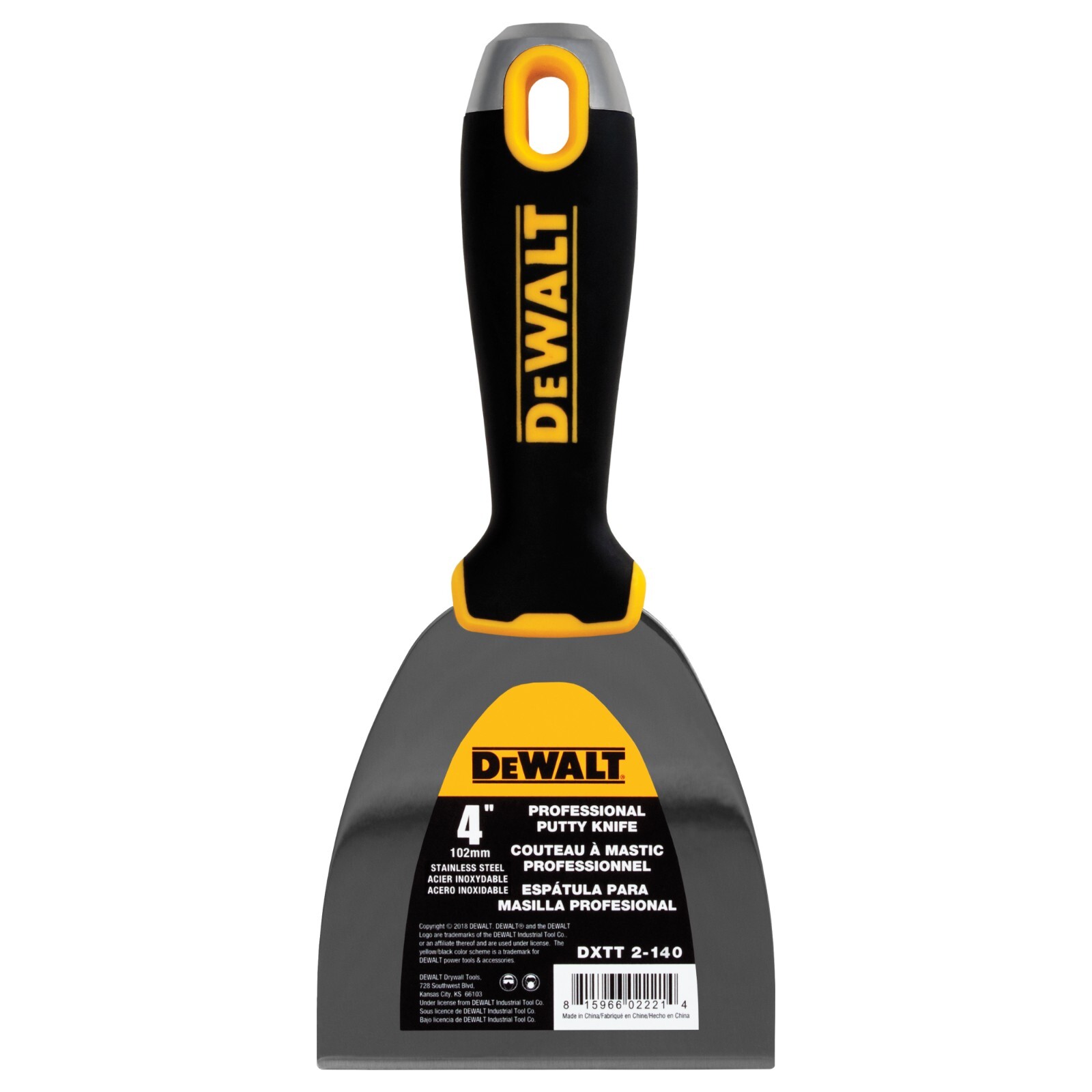 DEWALT 4" Stainless Steel Joint Knife w/ Soft Grip Handle | DXTT-2-140
