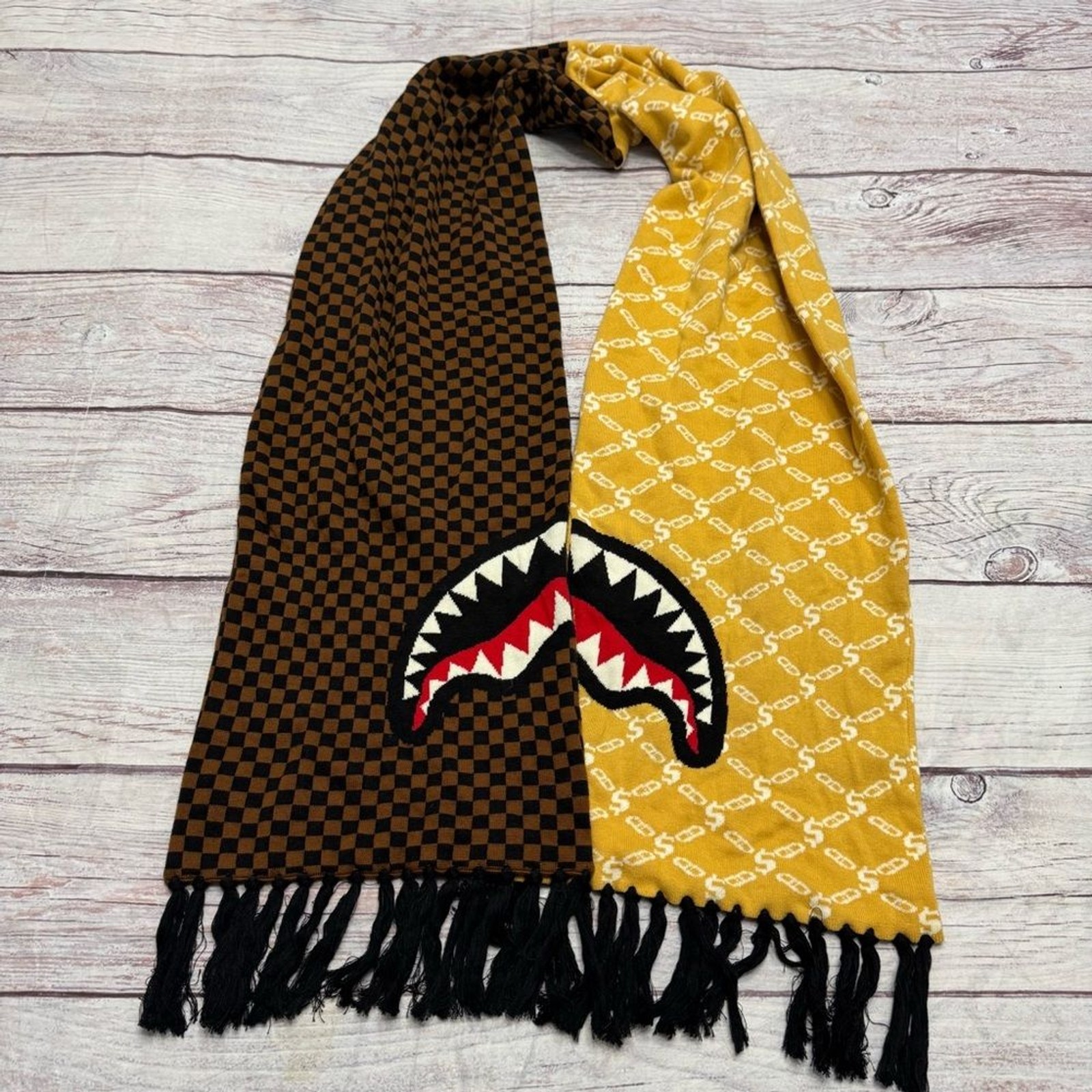 Sprayground Florence vs Paris Scarf Acrylic Brown Tan Unisex New with Tags