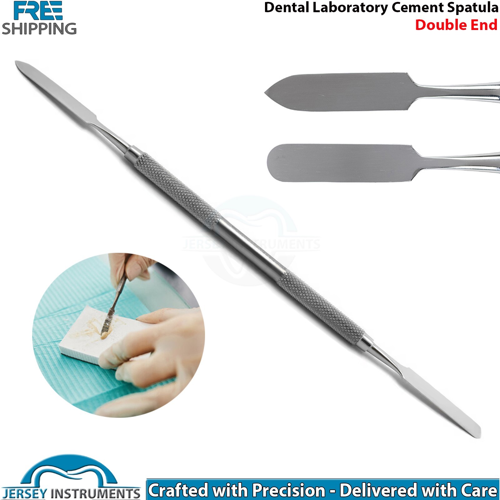 Dental Laboratory Cement Mixing Cement Spatula Double End Stainless Steel 3pcs