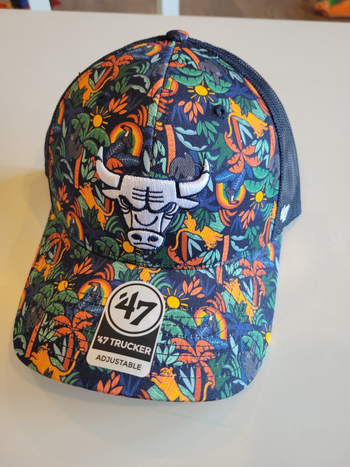 NWT 47 Brand Chicago Bulls Floral Snapback Baseball Trucker Hat One Size Black