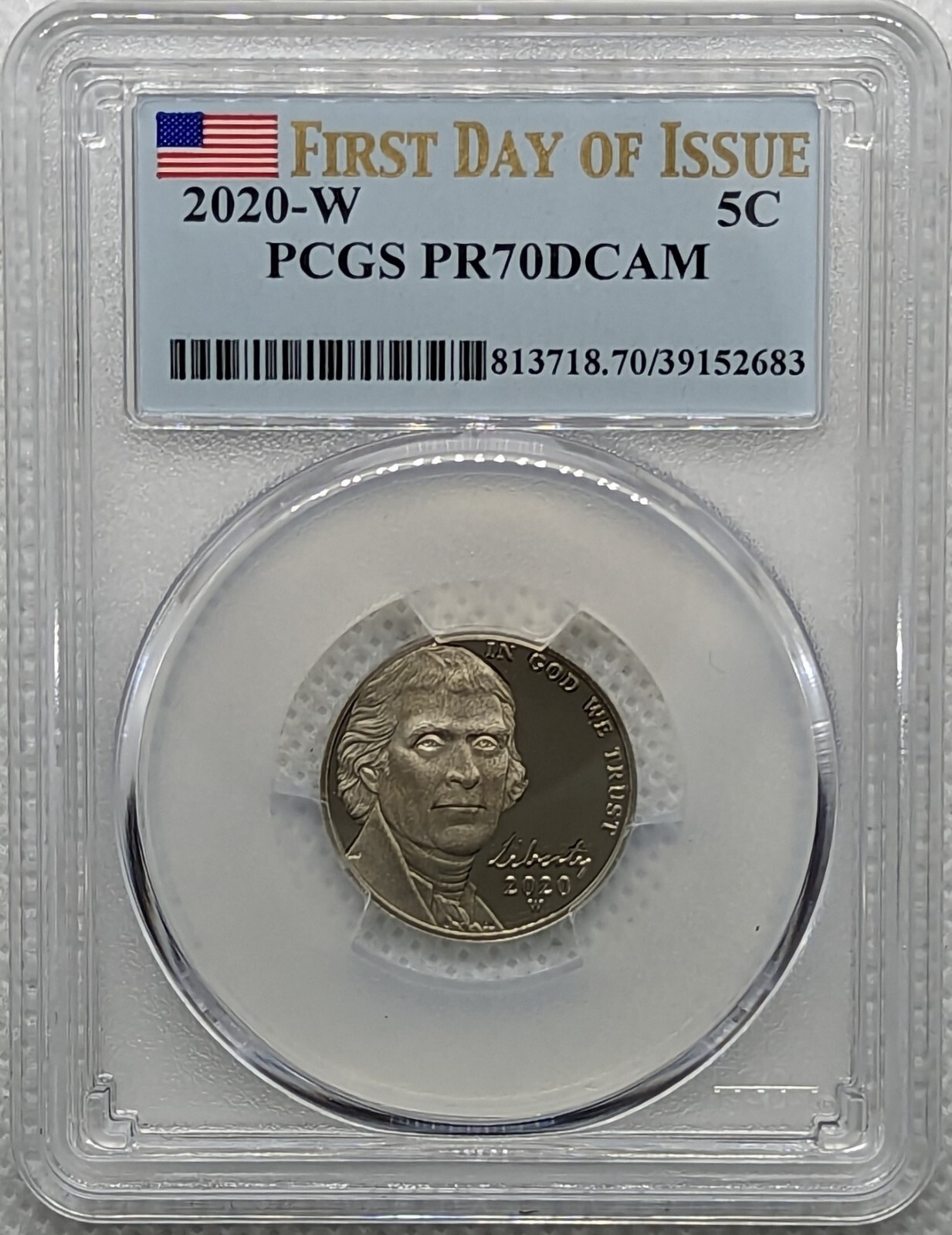 2020 Proof W Nickel PCGS PR70 First Day of Issue