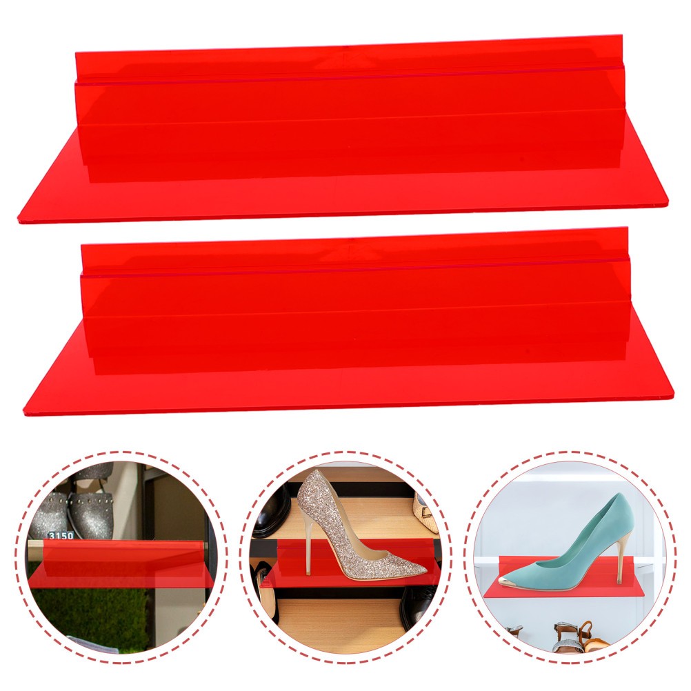 5 Pcs Grooved Shoe Rack Display Shelves Clear Plastic Wall Shelf