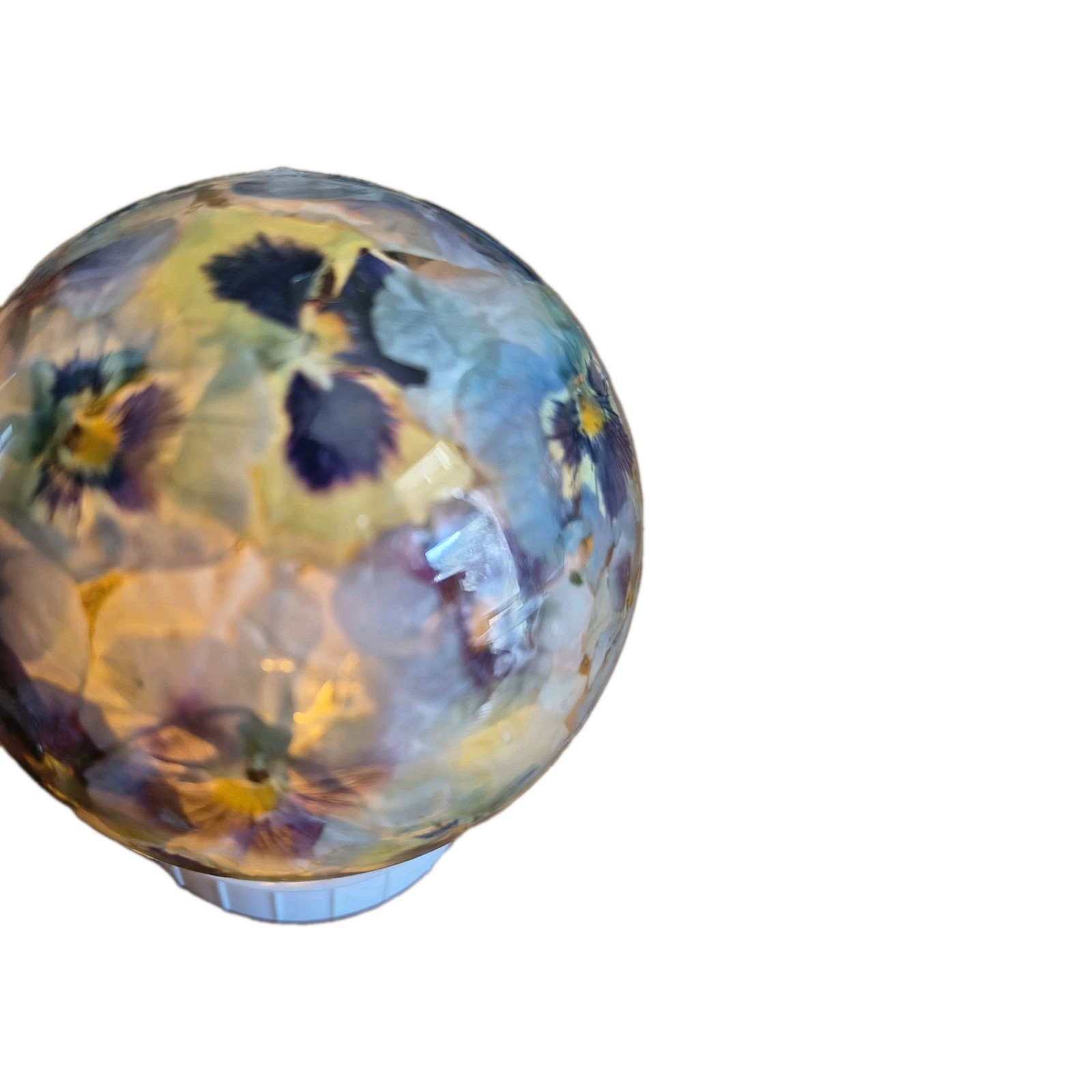 Pressed Flower Acrylic Sphere Paperweight LED Light Botanical Orb Decor