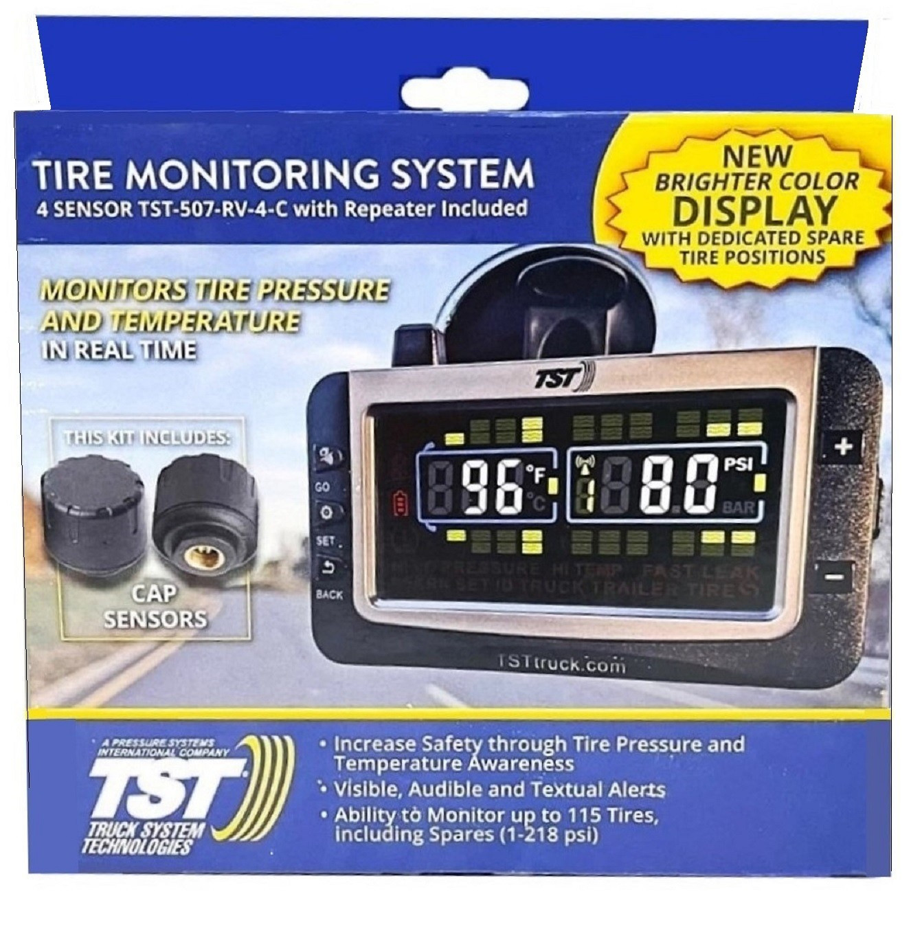 TST 507 Tire Pressure Monitoring System With 4 Cap Sensors (TST-507-RV-4-C) New
