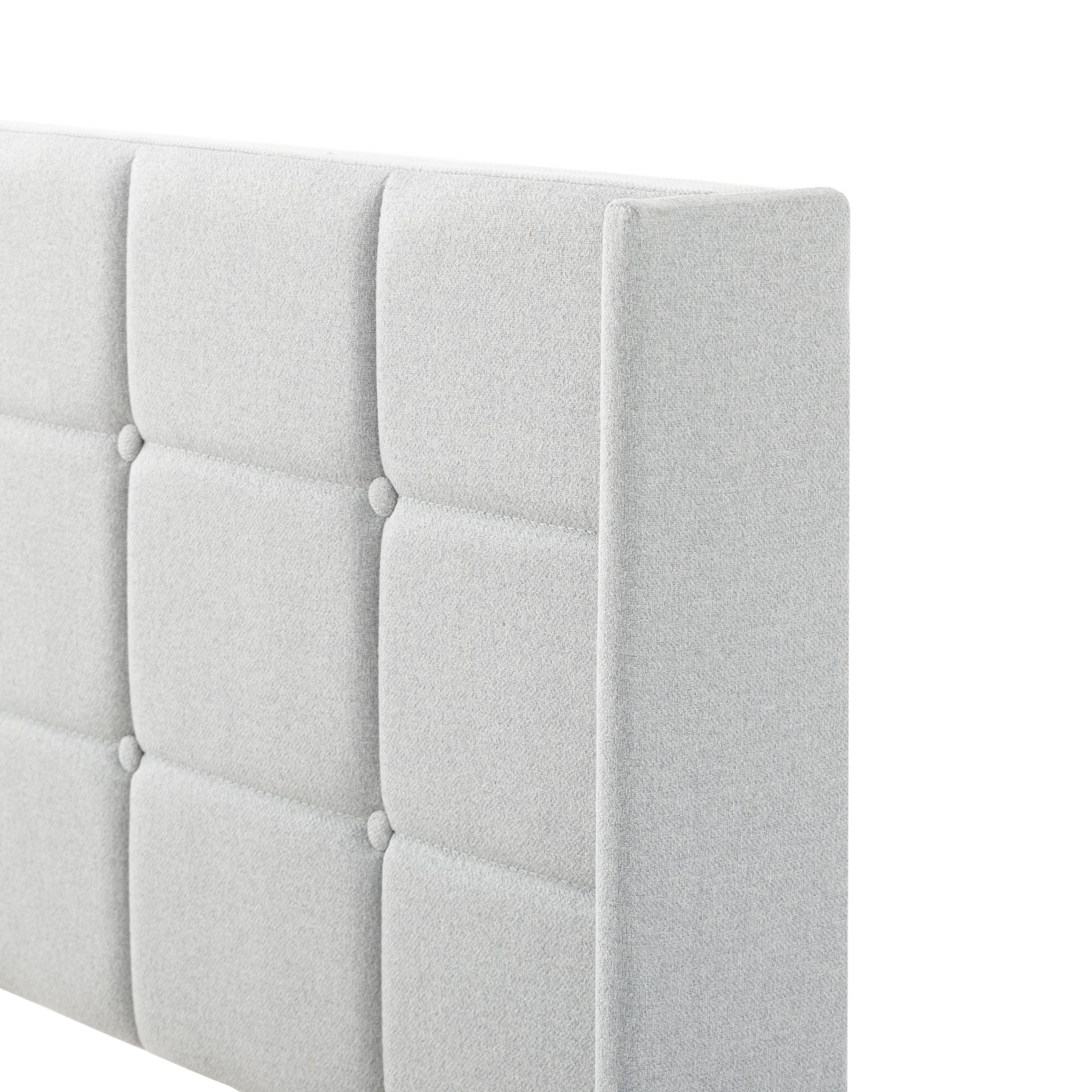 Full Size Platform Bed Frame with Upholstered Headboard, Light Gray