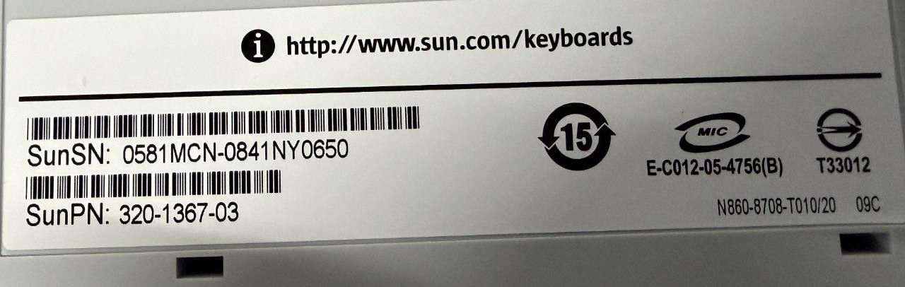 Sun Microsystems Model Type 7 Unix Keyboard USB Wired 320-1367-03