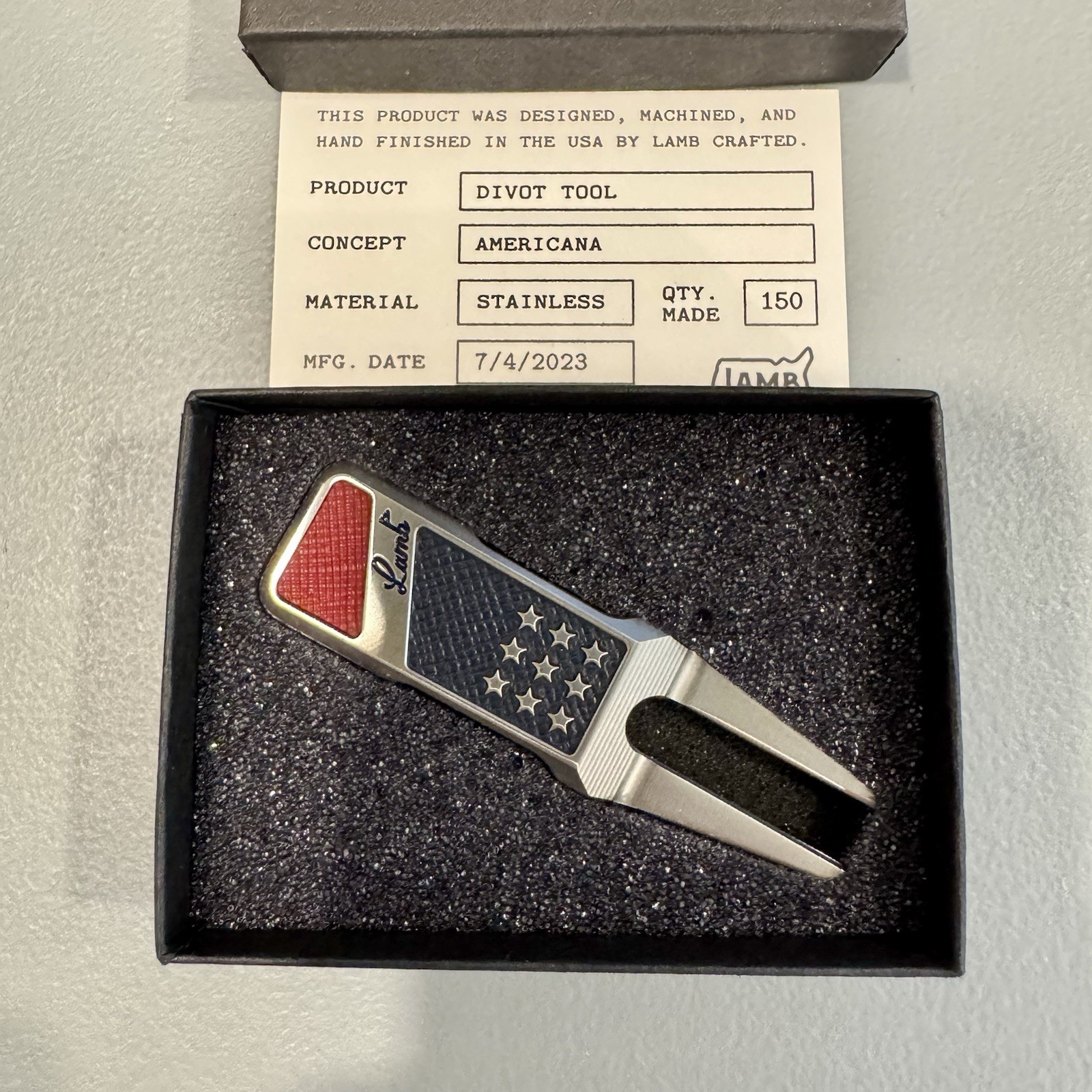 NEW - Tyson Lamb Crafted - 2023 Americana Divot Tool - Stainless - X/150 Limited