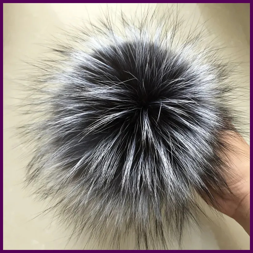 DIY 100% natural fox fur pom pom raccoon fur pom pom for hat beanies Fur Pompon