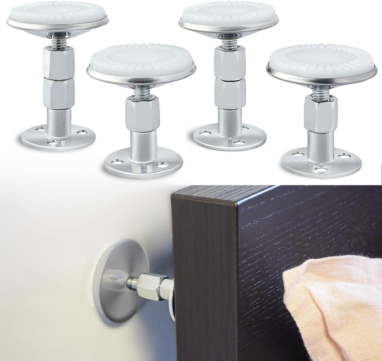 4 Pcs Headboard Stoppers Adjustable Bed Noise Stopper With Wall Protection