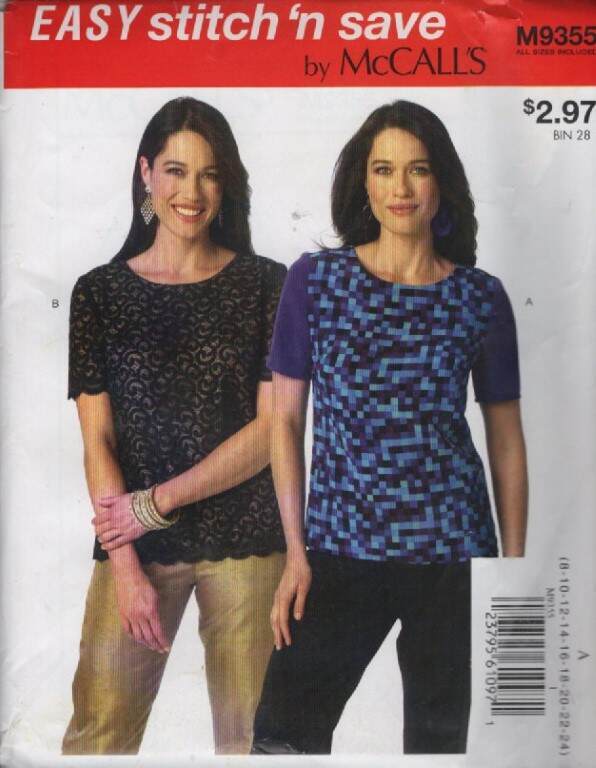 9355 MCCALL'S EASY MISSES' TOP SZ 8-24
