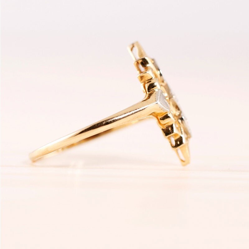 0.3Ct Diamond Unique Vintage Style Women Ring 14K Yellow Gold plated simulated
