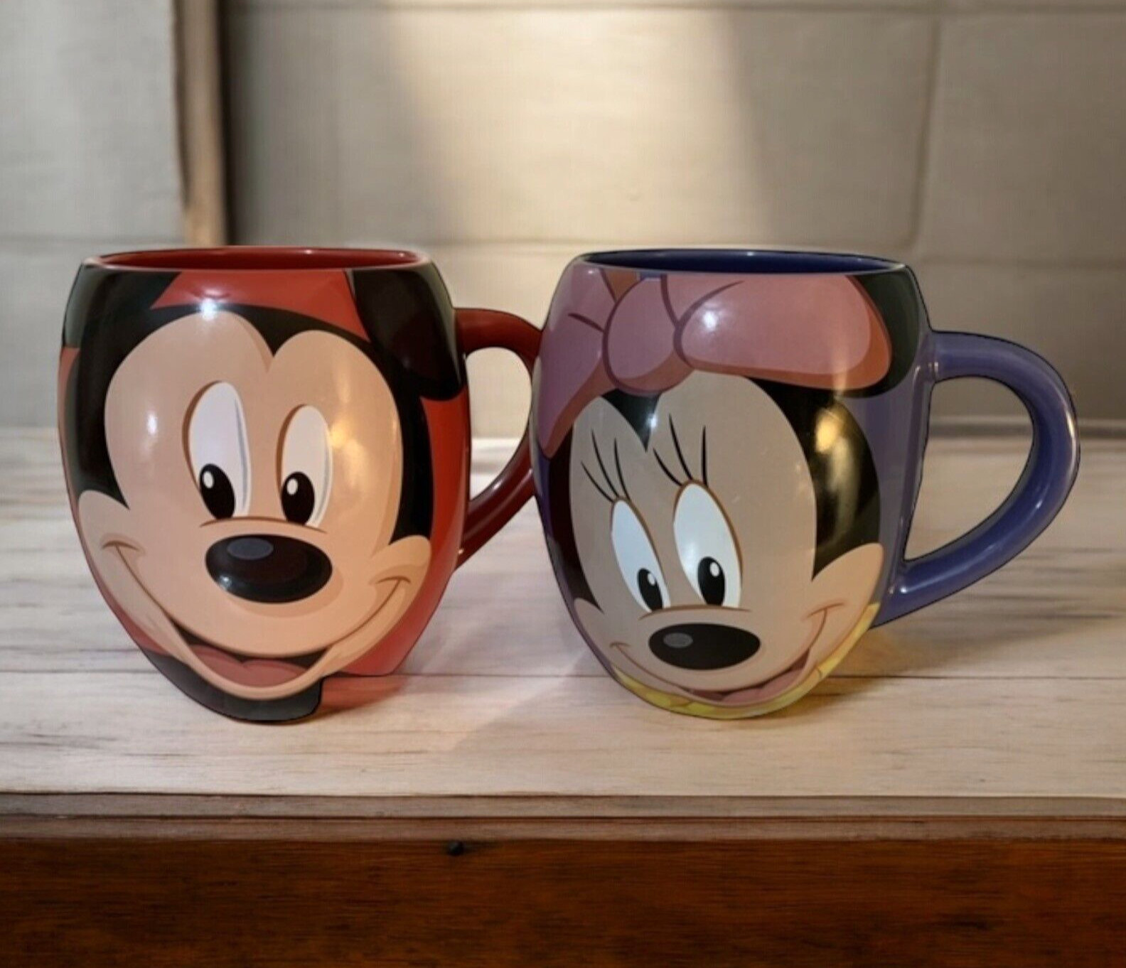 Disney Parks MICKEY and MINNIE MOUSE Set of TWO Mugs SWEET OH BOY