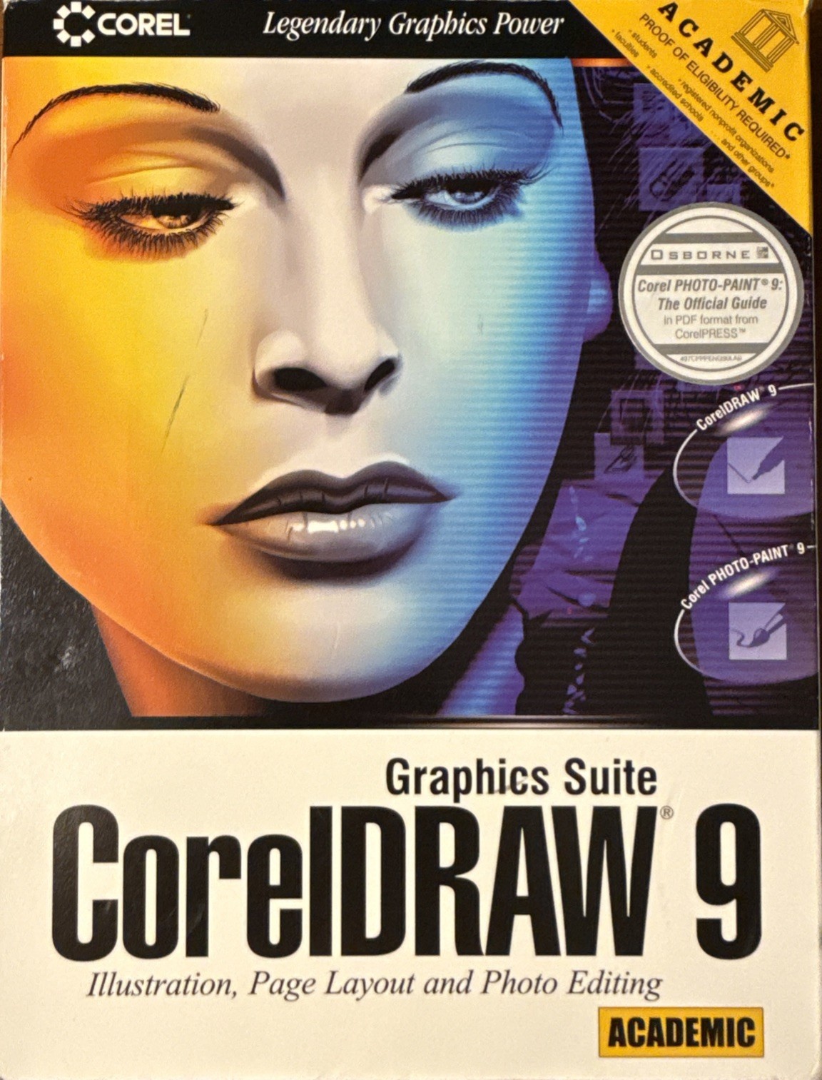 CorelDRAW 9 Graphics Suite Academic Edition COMPLETE 3 CD Box Photo-Paint 9