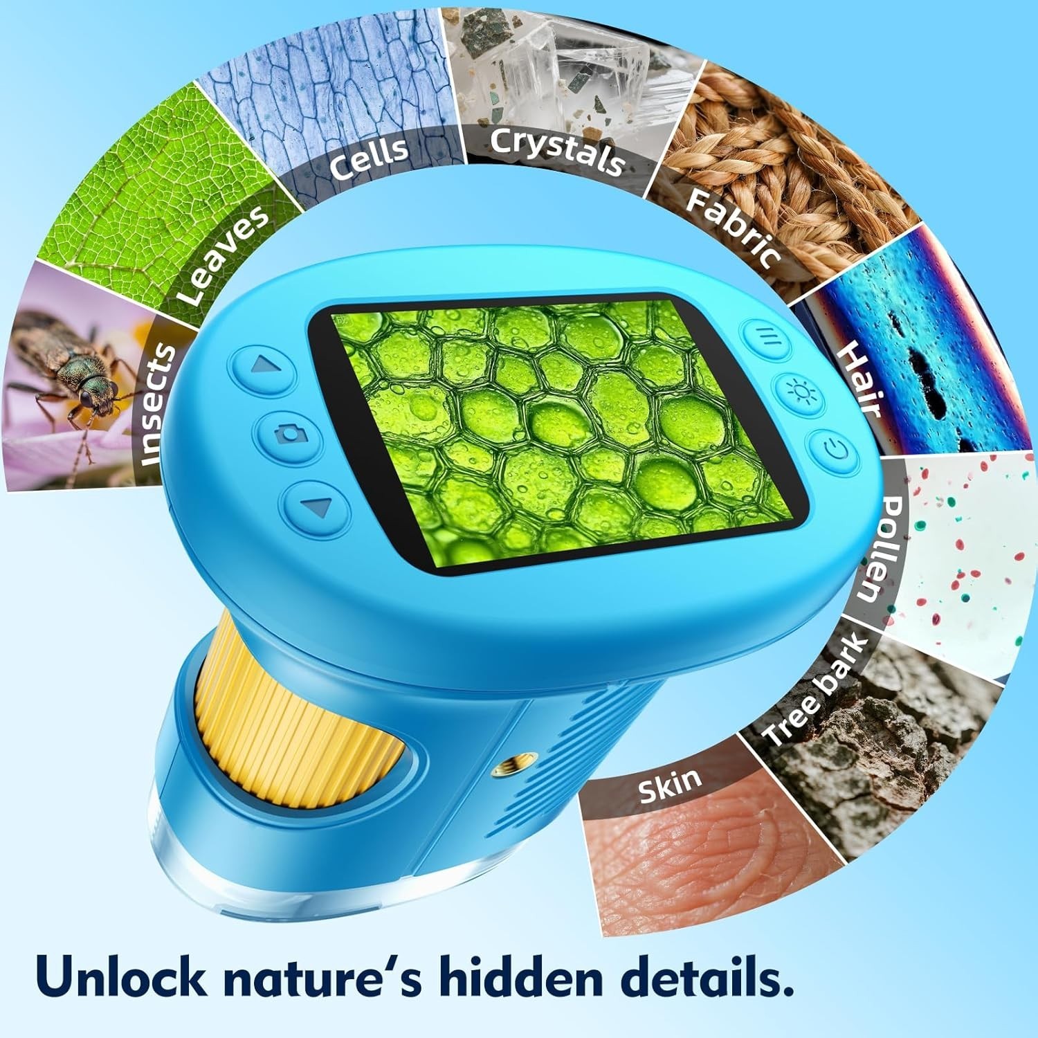 1000X Handheld Microscope for Kids, 4K 2.4" Screen Digital Kids Microscopes w...