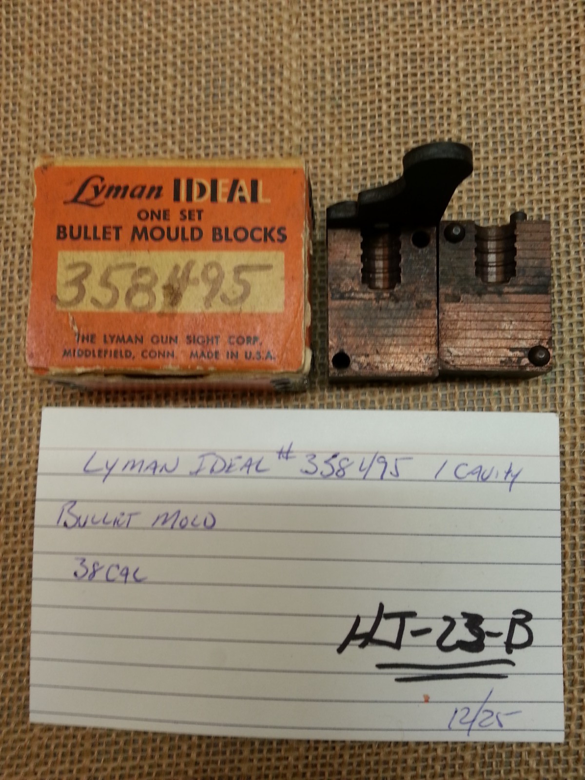 Lyman/Ideal #358495   1 Cavity Bullet Mold   38 Cal