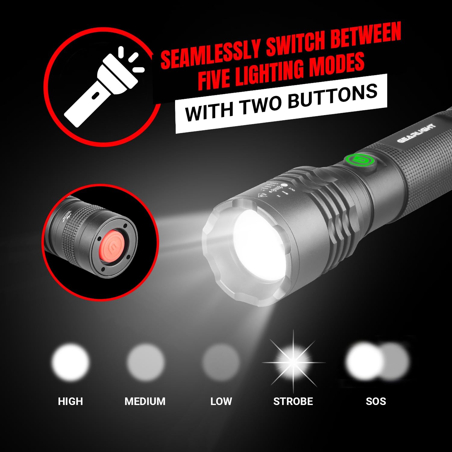Gearlight S2000 Led Rechargeable Flashlight - Powerful Mid-Size