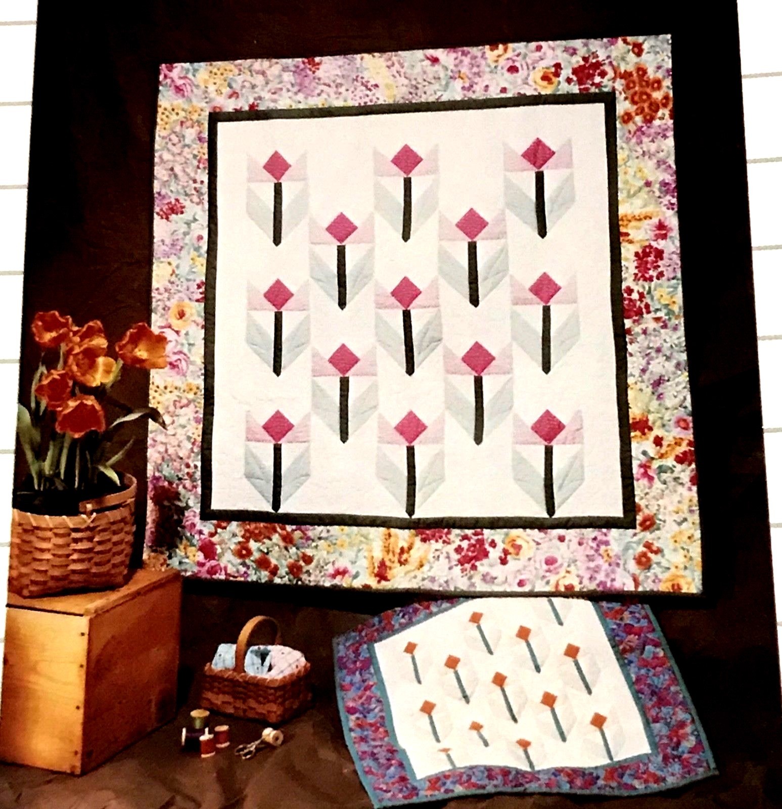 PETAL PARADE 44x44  & PETITE PETAL PARADE  22x22 Quilt Pattern Flowers Sewing