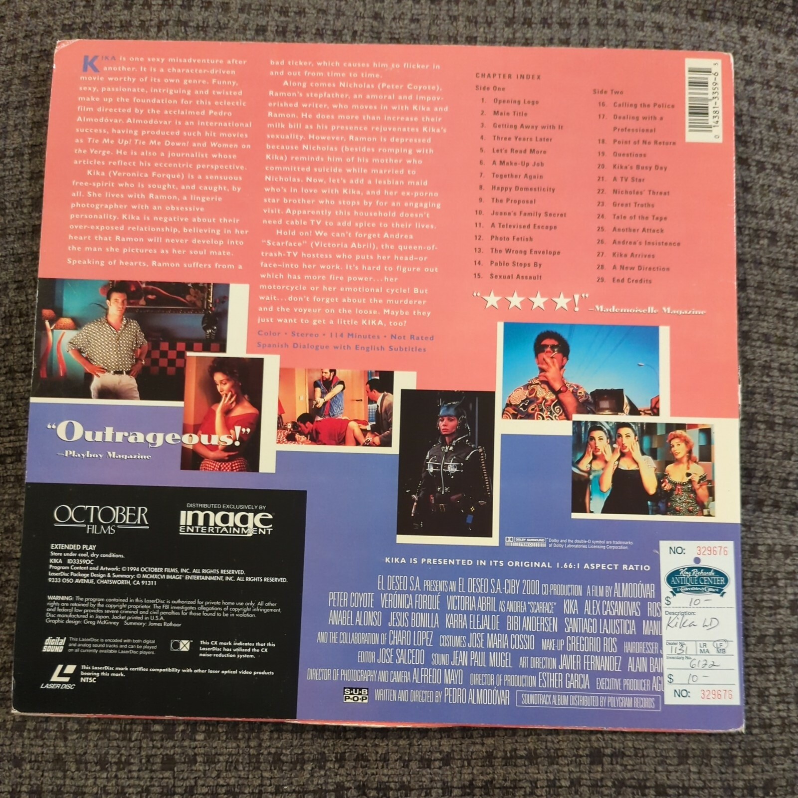 Kika Laserdisc Movie Widescreen Edition