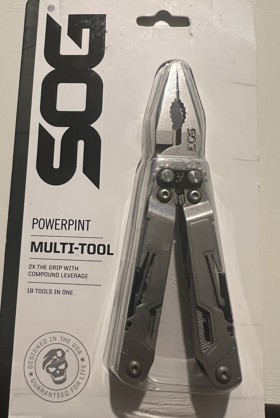 SOG PowerPint Multi-Tool 18 Tools 5Cr15MoV Steel Stone Washed Silver