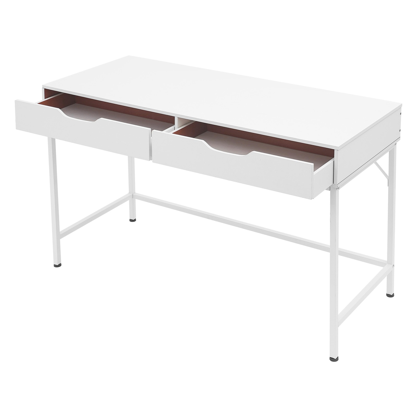 Computer Desk with 2 Drawers & Metal Frame Modern Study Writing Office Table