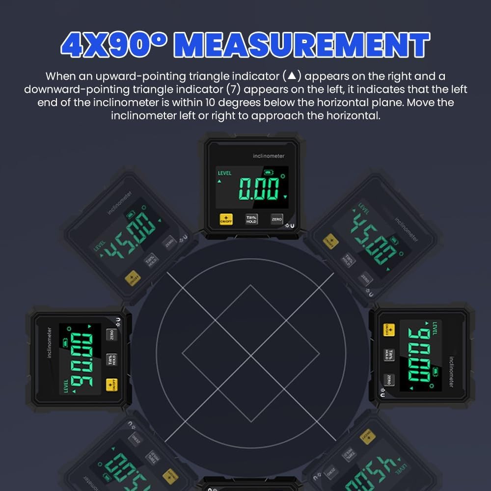 Digital Angle Finder Protractor Tool-High Accuracy Inclinometer with LED Display