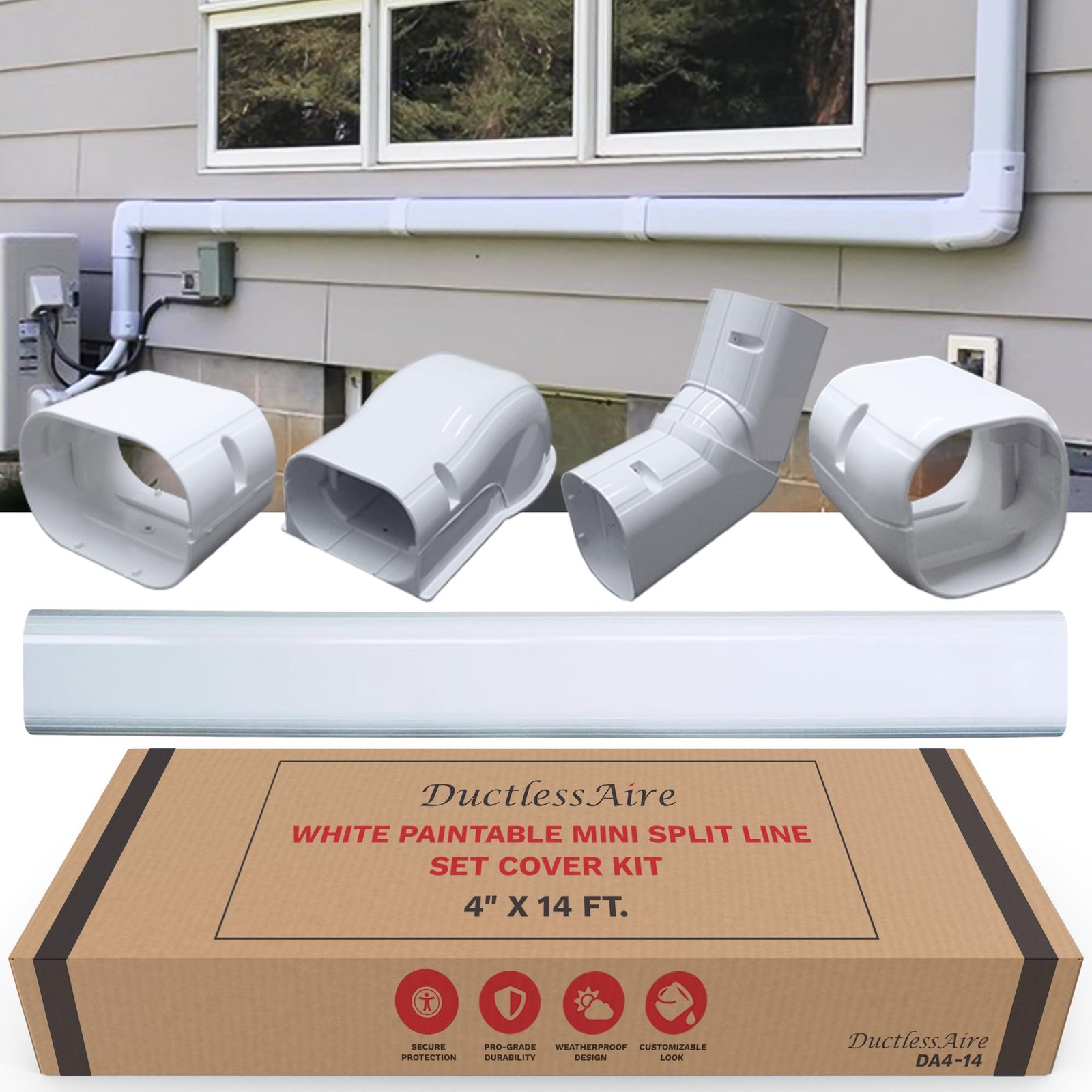 4 14 Ft Line Set Cover Kit Pro Series for Mini Split Air Conditioners and Heat