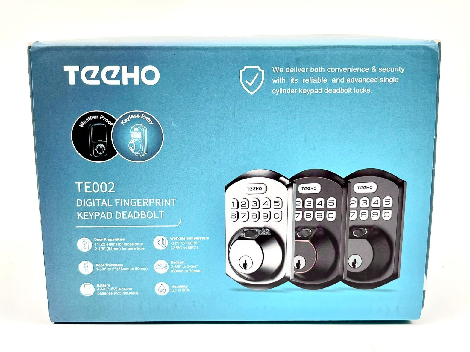 Teeho Digital Fingerprint Keypad Deadbolt Matte Black - Model TE002