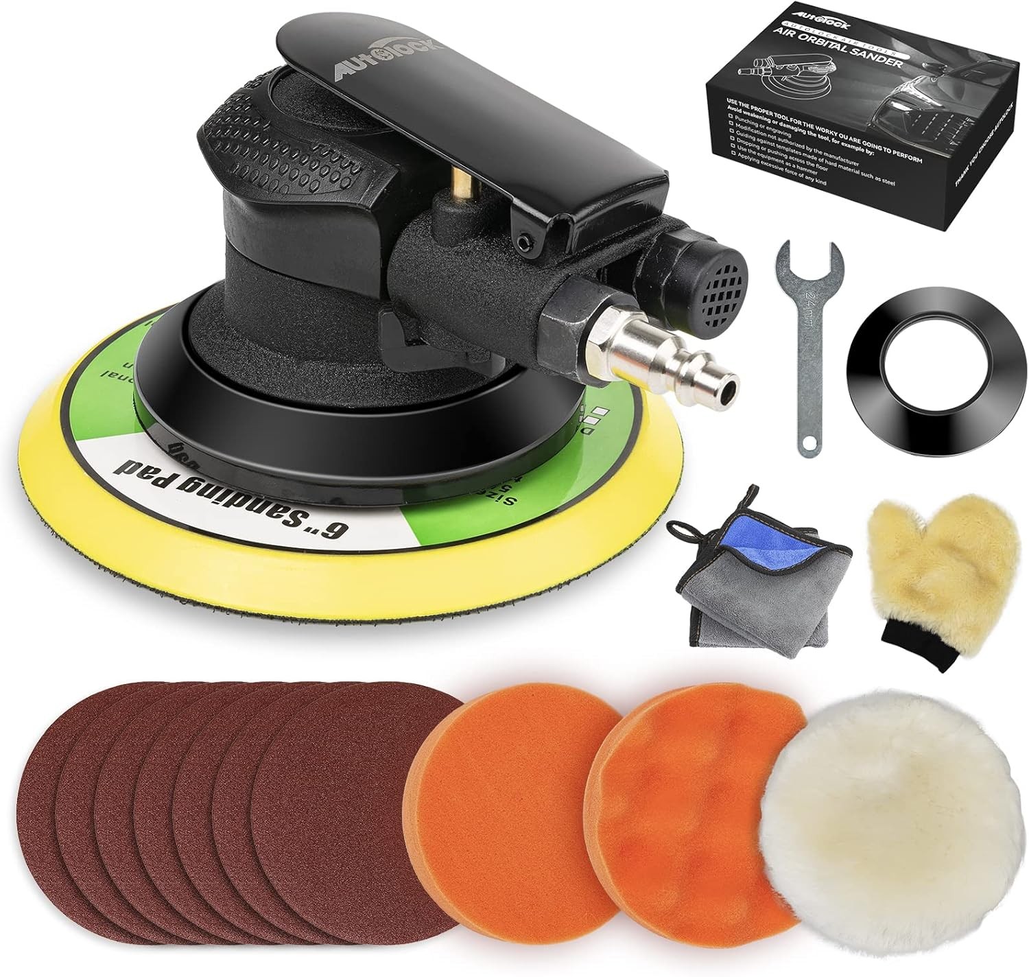 Autolock Air Sander 6 Inch Random Orbital Palm