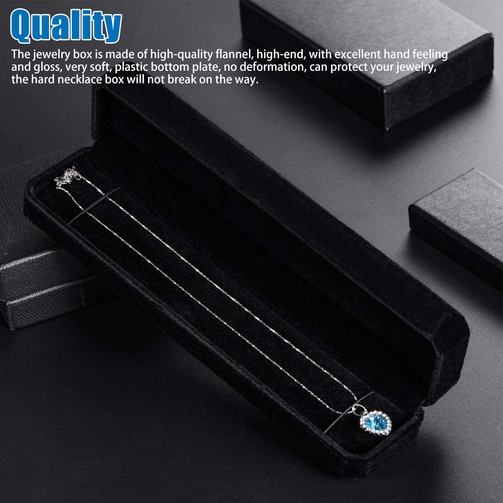 Jewelry Necklace Chain Gift Box Storage Case Display Flannel Organizer Box