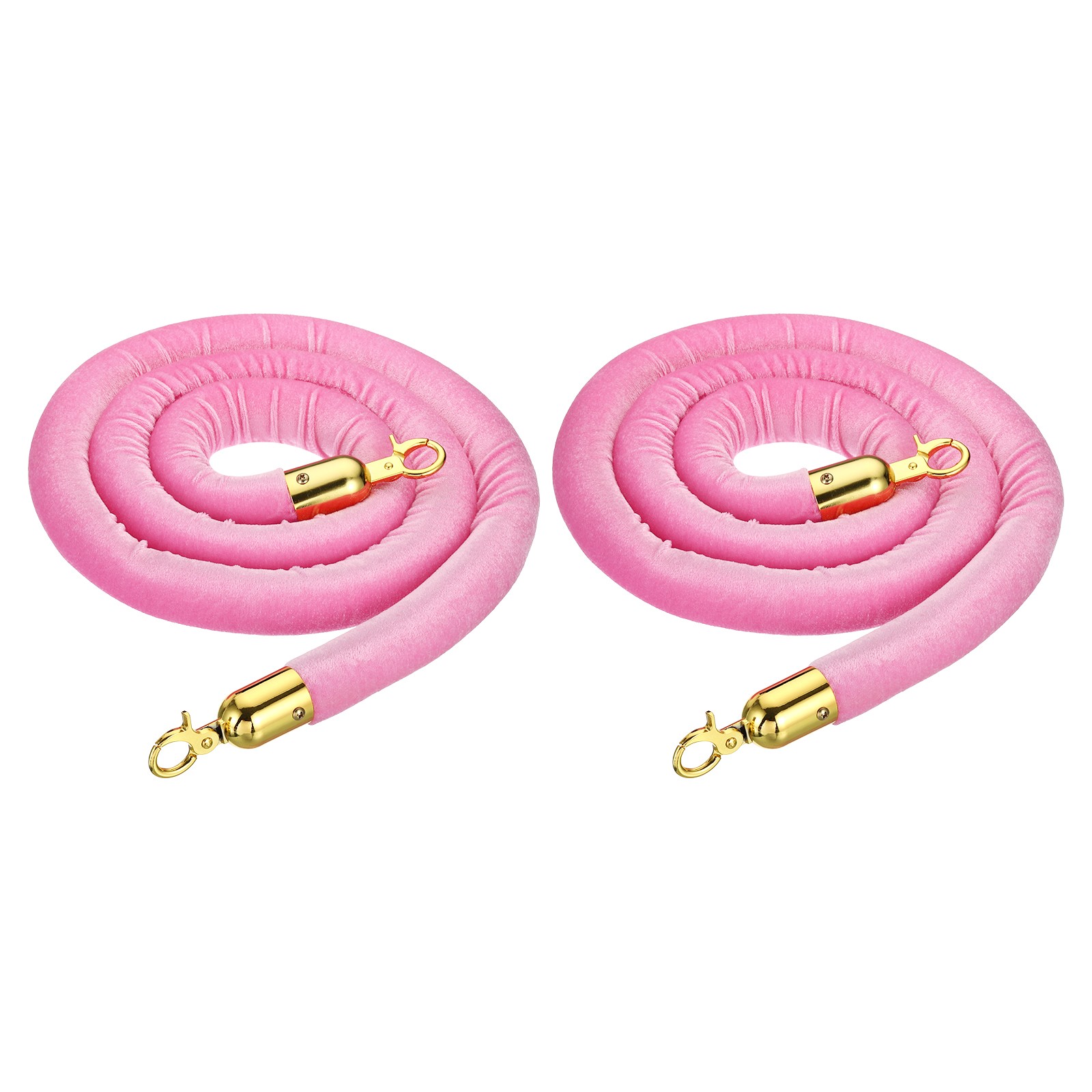 2Pack 6 Feet Pink Velvet Stanchion Rope Crowd Control Barrier Rope Golden