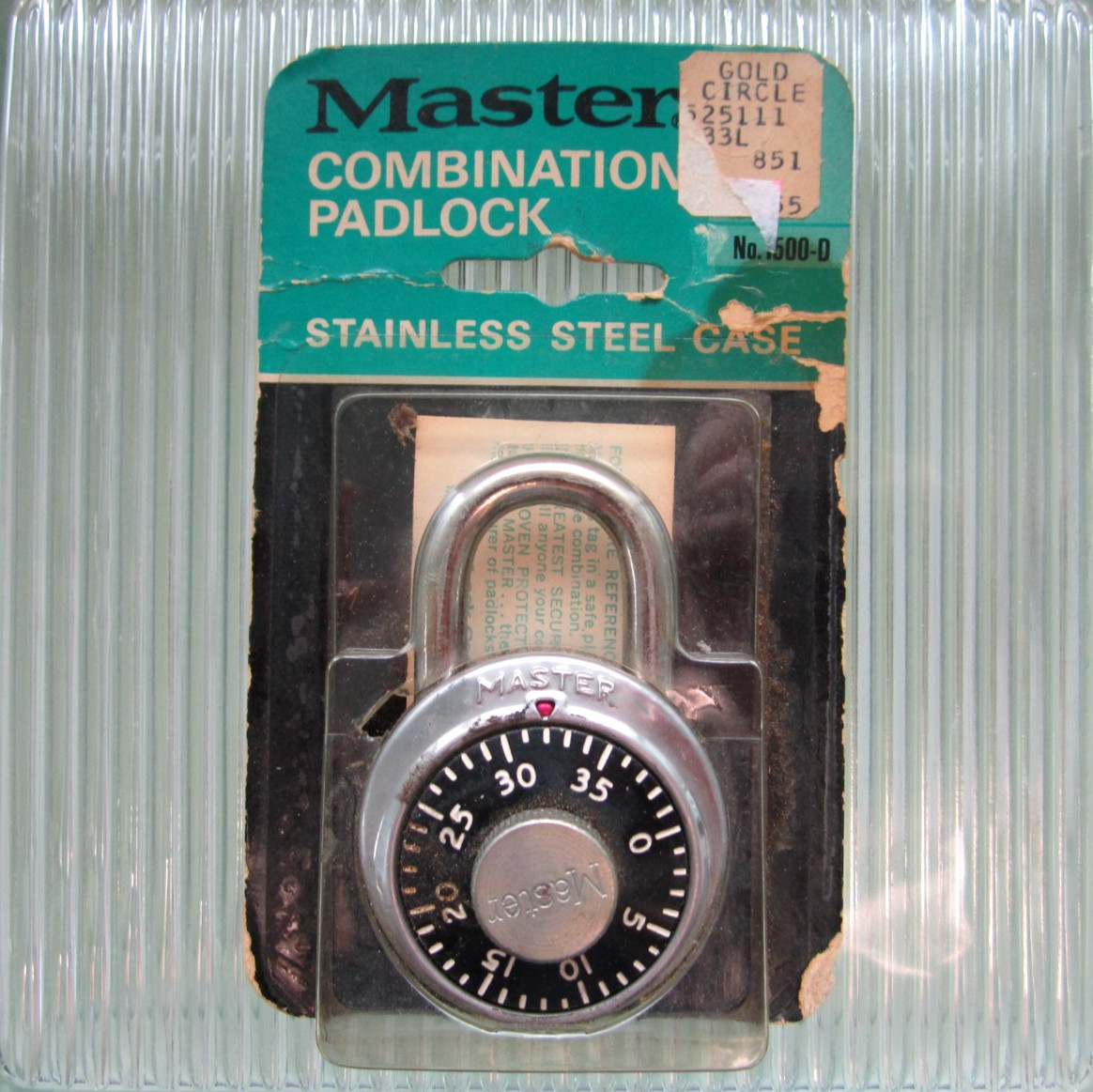Vintage Master Lock Combination Padlock USA 1500-D Stainless Steel Case